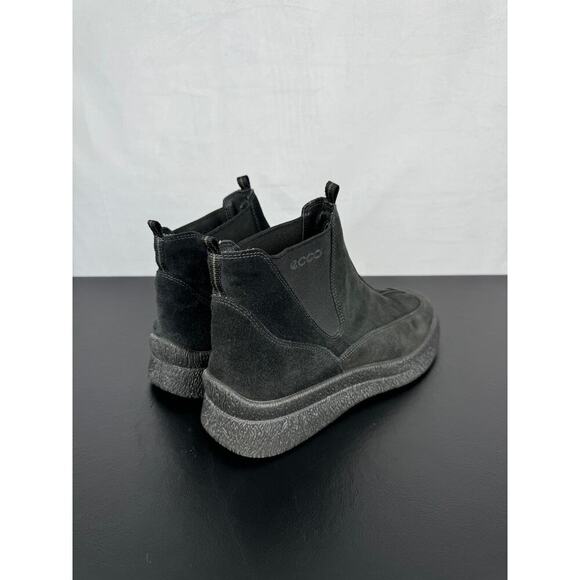 Ecco Black Leather Suede Ankle High Wedge Boots Ladies Size 41 EU - Picture 4 of 9